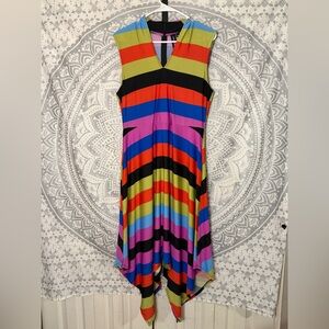 Coldesina Vibrant Asymmetrical Striped Dress